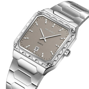 SKMEI 9383 Classic Square Steel Watch - Silver/Grey