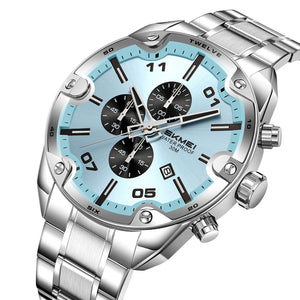 SKMEI 9387 Men's Quartz Chronograph Watch - Silver/Blue