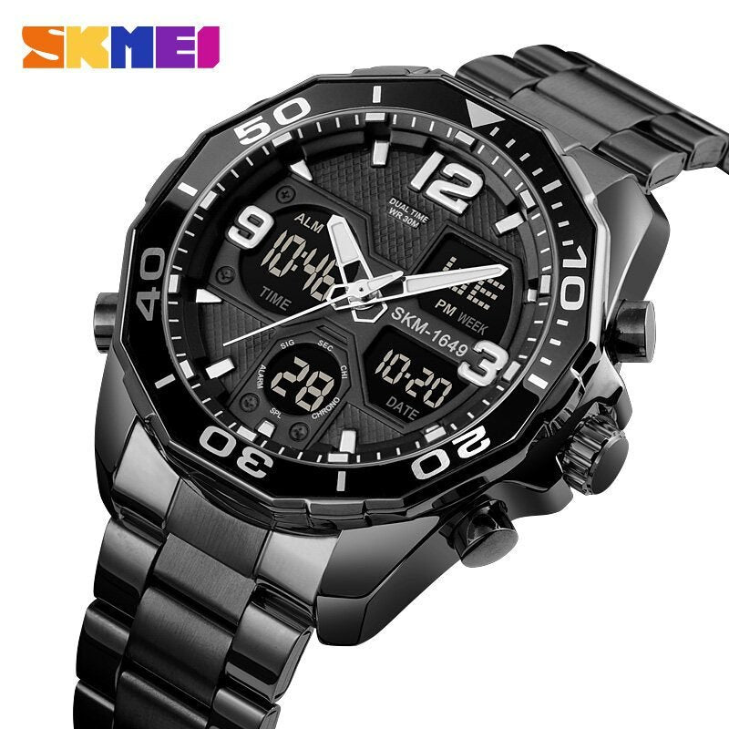 Skmei - 1649 - Rotatable Ring Quartz MultiFunctional Watch - Black image 0