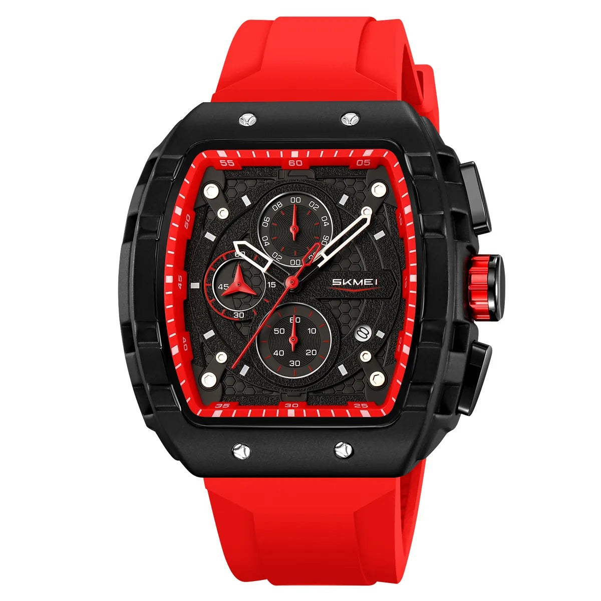 Skmei – 9341 – Bold Sporty Square Chronograph Watch – Red image 0