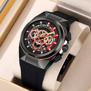 SKMEI - 9377 - Sporty Multi-Function Quartz Watch - black/black-red image 1