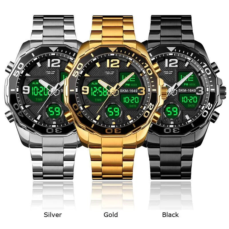 Skmei - 1649 - Rotatable Ring Quartz MultiFunctional Watch - Black image 5