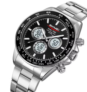 SKMEI - 2505 - Electronic Quartz Dual Display Watch - Silver/Black-Steel image 0