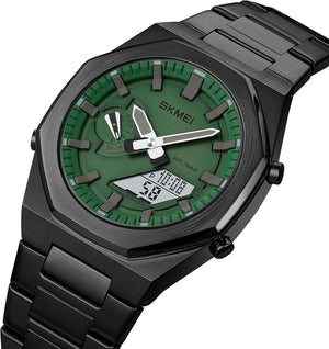 Skmei - 1816 - Dual Display luminous waterproofs 50+ timezone - Black/Green-White image 1