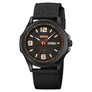 SKMEI - 9315 - Casual Nylon Strap Men’s Watch - black/black image 0