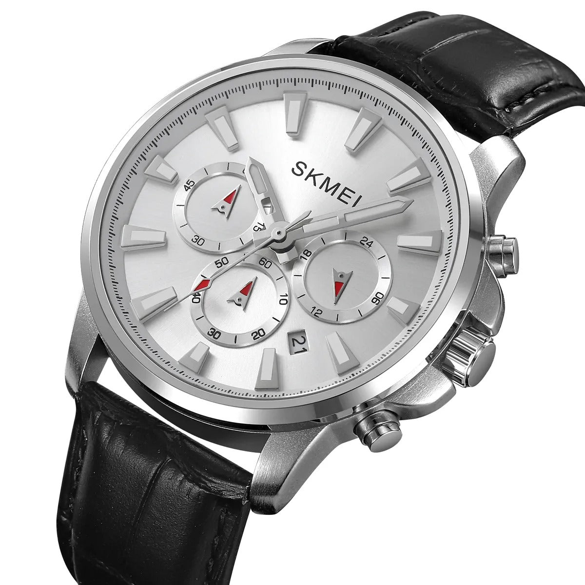 SKMEI - 2071 - High Quality Luxury Watch - Silver/Silver Leather image 0