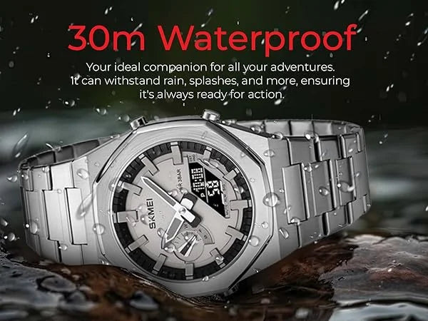Skmei - 1816 - Dual Display luminous waterproofs 50+ timezone - Silver/Black image 4