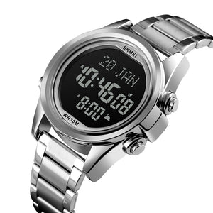SKMEI - 1667 - Qibla Azan Time Reminder Prayer Watch - silver/black image 1