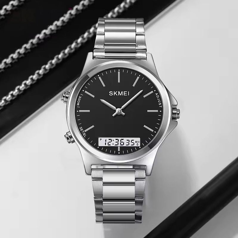 Skmei - 2120 - Electronic Luminous 30m Waterproof - Silver/Black image 1