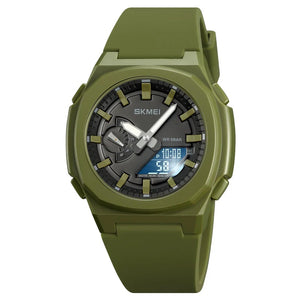 Skmei - 2091 - Digital Analog World Time Watch - ArmyGreen/Black image 3