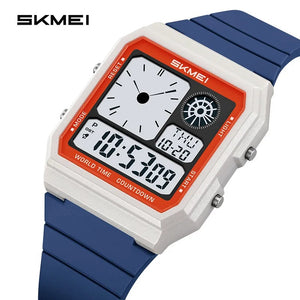 SKMEI - 2347 - Digital Sports Countdown Waterproof Watch - White/Blue image 0