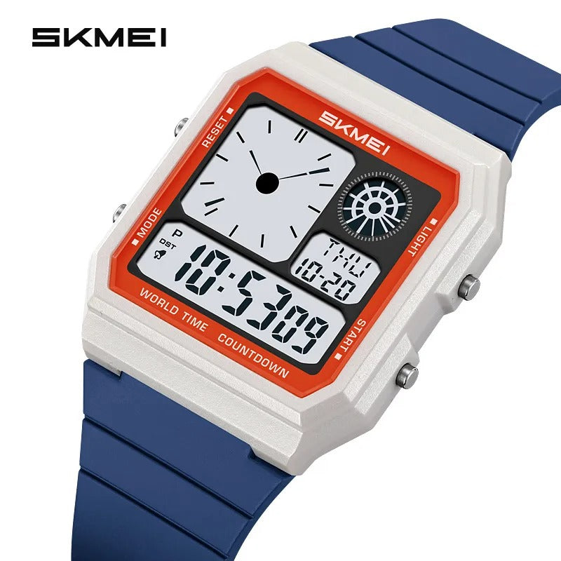 SKMEI - 2347 - Digital Sports Countdown Waterproof Watch - White/Blue image 0