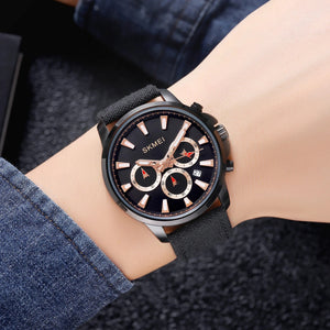 SKMEI - 2071 - High Quality Luxury Watch - Black/Black-Nylon image 1