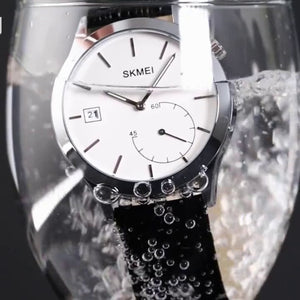SKMEI - 1581 - High Quality Luxury Watch - Silver/Black-Leather image 2