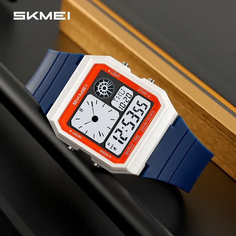 SKMEI - 2347 - Digital Sports Countdown Waterproof Watch - White/Blue image 1