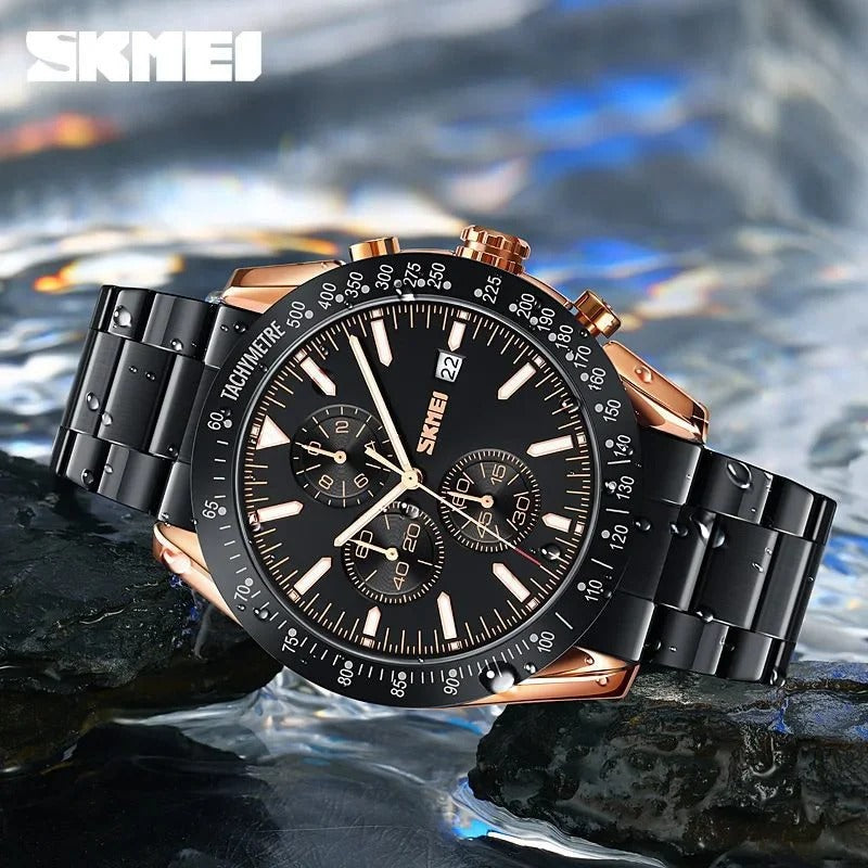 SKMEI - 9253 - Elite Chronograph Watch - Rosegold/Black-Steel image 0