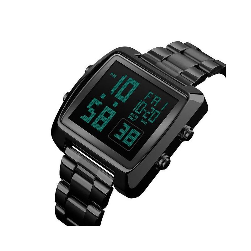 Skmei - 1369 - Digital Luxury Gents Stainless Steel Watch - Black image 3