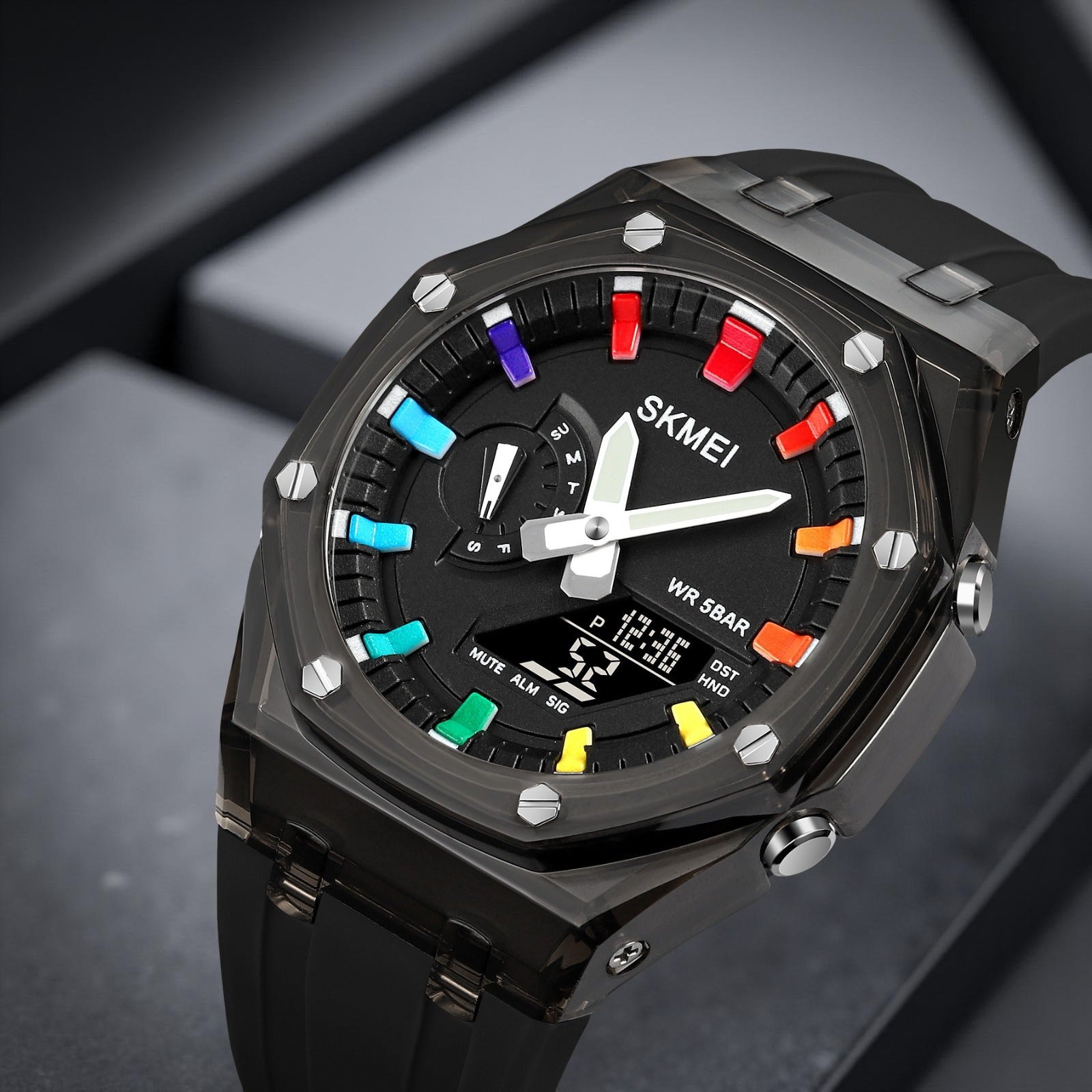 Skmei - 2100 - World Time 50m Waterproof - Black/Black image 1