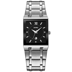 SKMEI 9263 Square Analog Quartz Watch - Silver/Black image 1