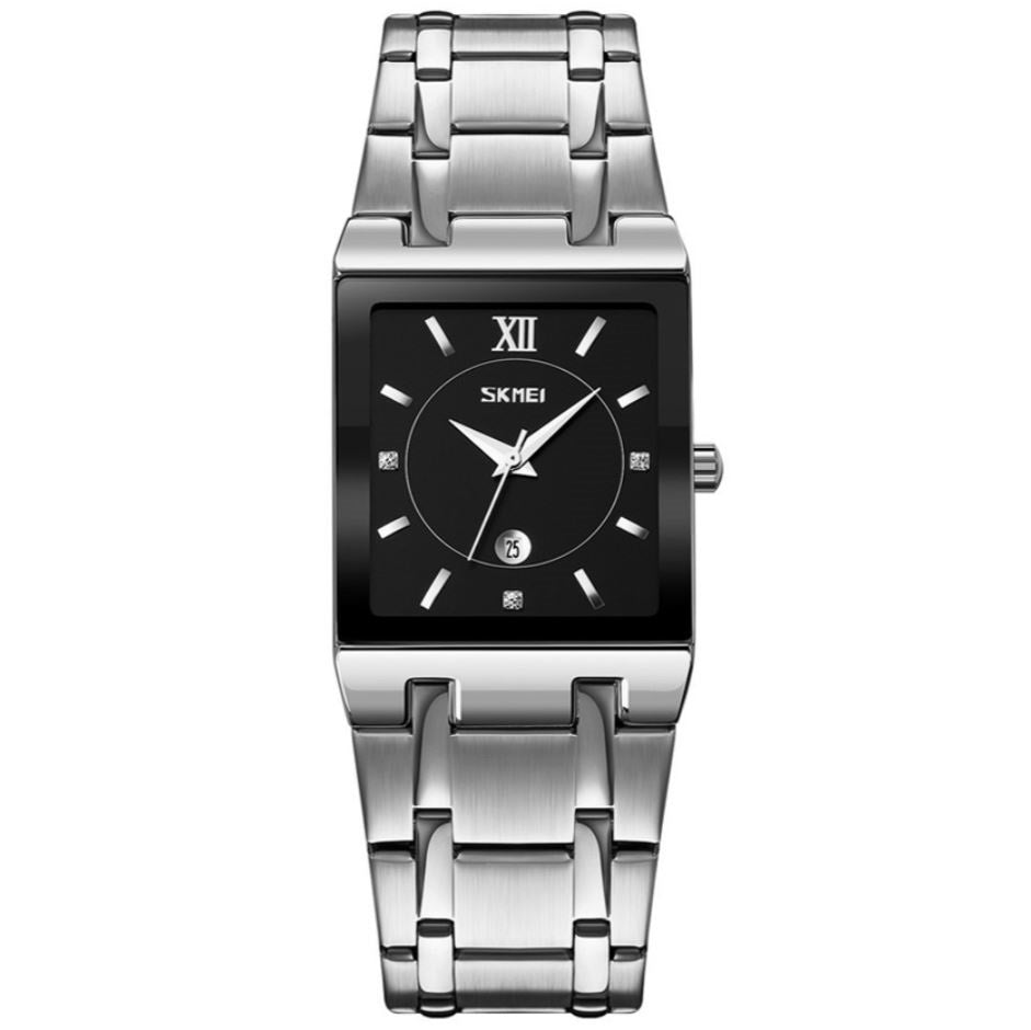 SKMEI 9263 Square Analog Quartz Watch - Silver/Black image 1