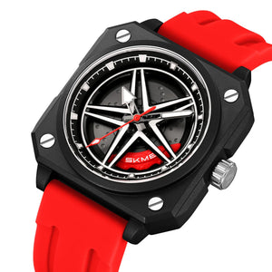 SKMEI 2362 Rotating Modern Skeleton Style Analog Watch - Red