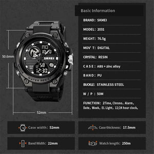 SKMEI 2031 Rugged Digital Sports Watch - Black image 7