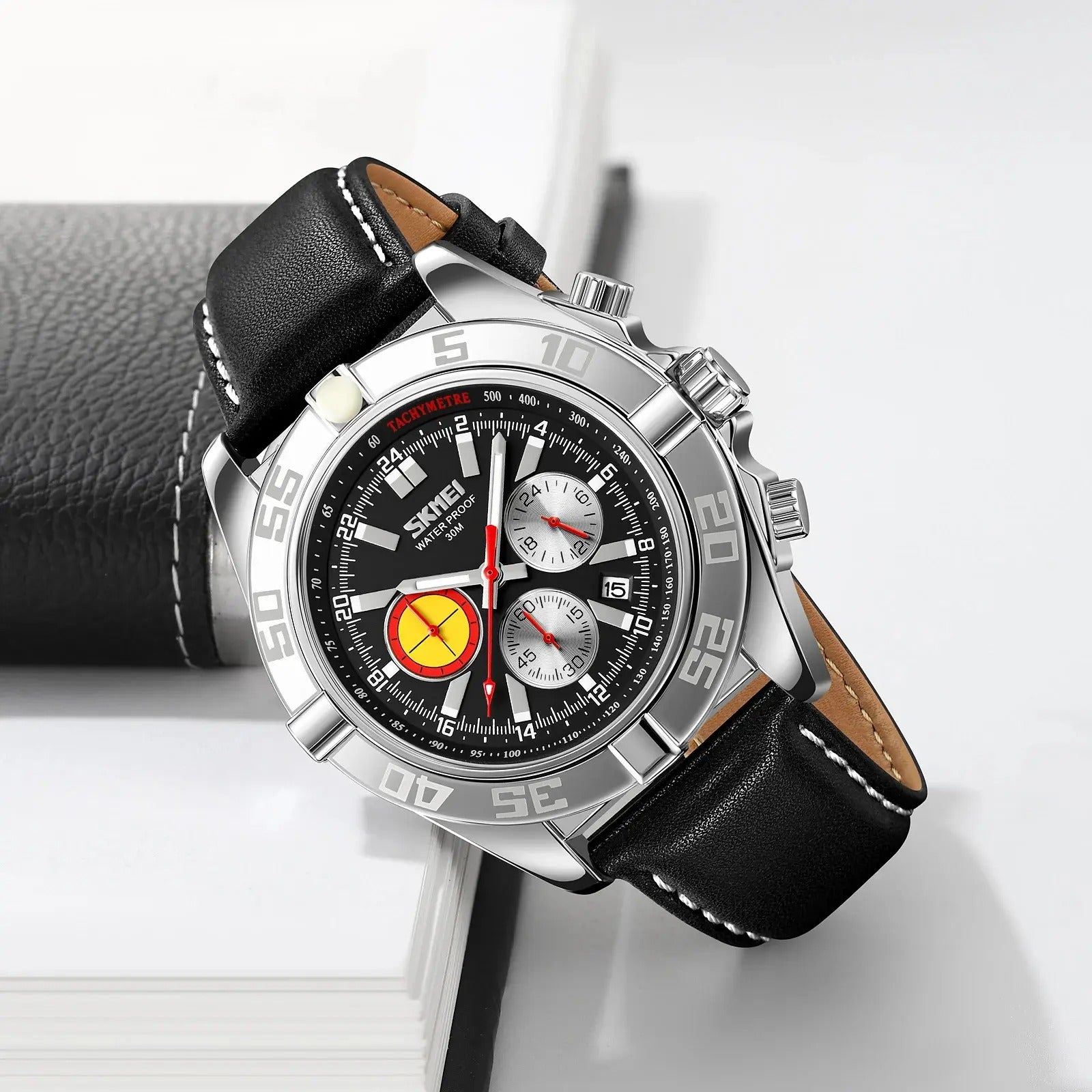 SKMEI - 9322 - Male Wristwatch Business Sport Chronograph - Silver/Black image 2
