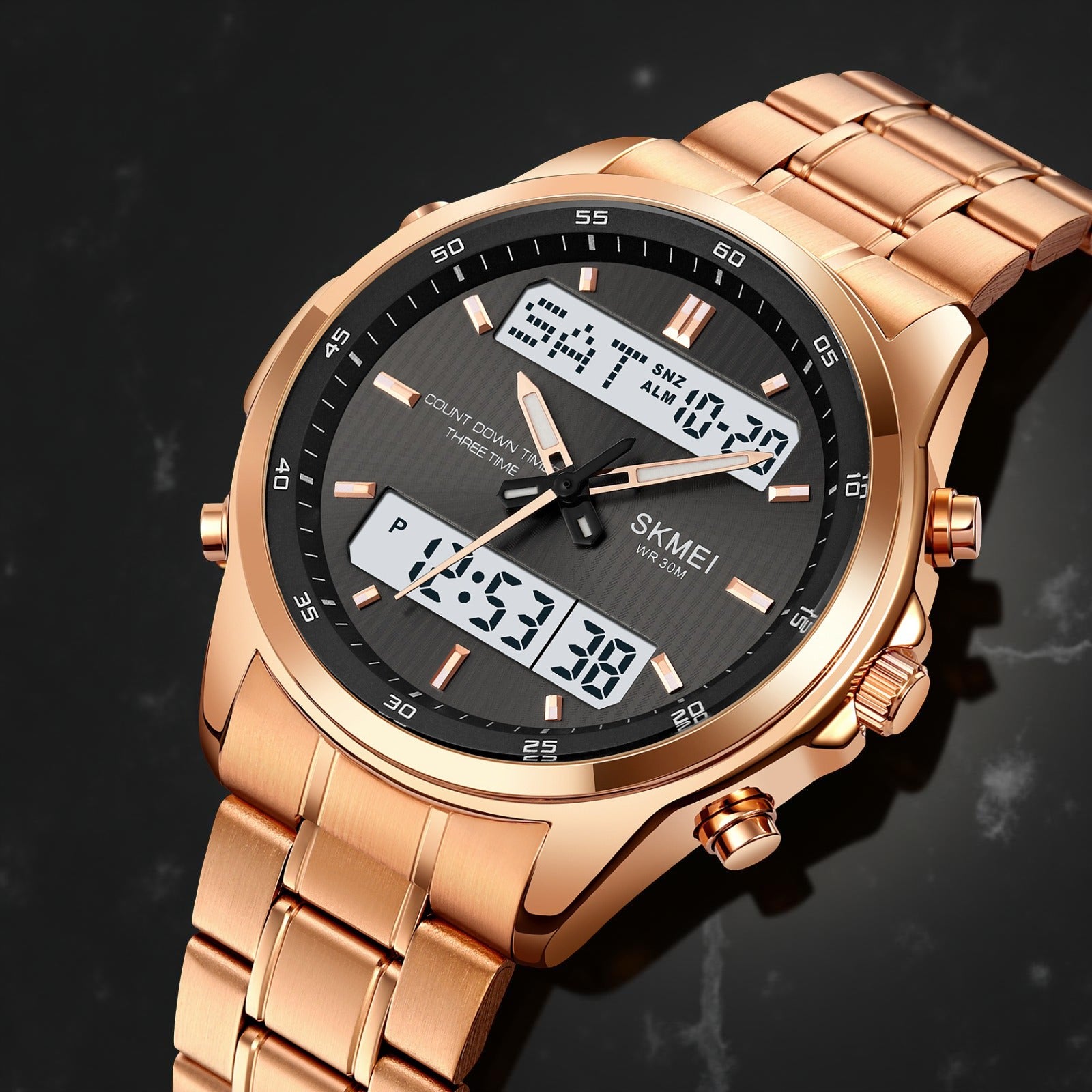 Skmei - 2049 - Multifunctional Waterproof Watch - rose gold/white image 1