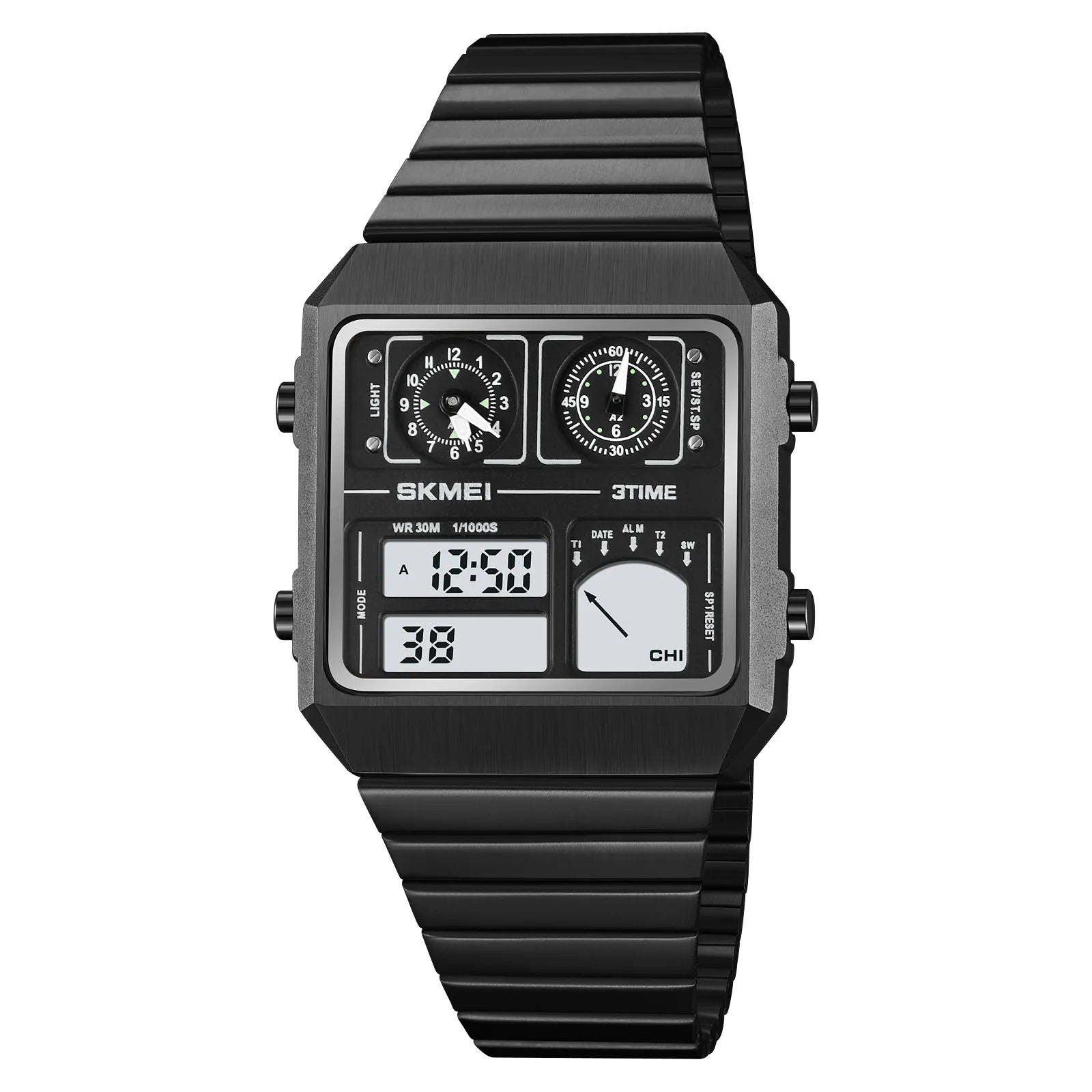 SKMEI 2198 Digital Thermometer Multifunctional Watch - Black image 1