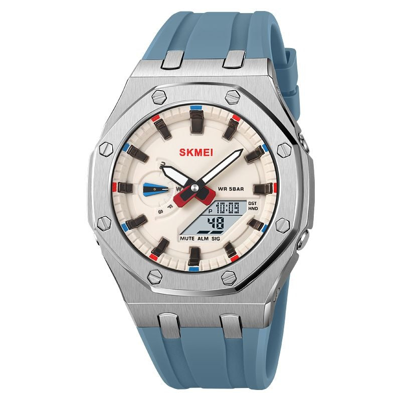 Skmei - 2243 - World time 50 Timezone-Silver/LightBlue image 0