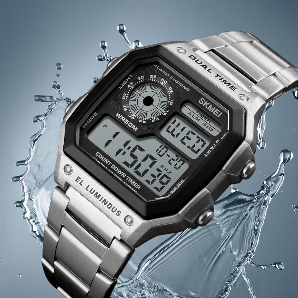 Skmei - 1335 - Digital Sports Countdown Waterproof Watch - Silver image 3