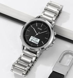 Skmei - 1652 (Chain) - Multifunctional Waterproof - Silver/White-Steel image 0