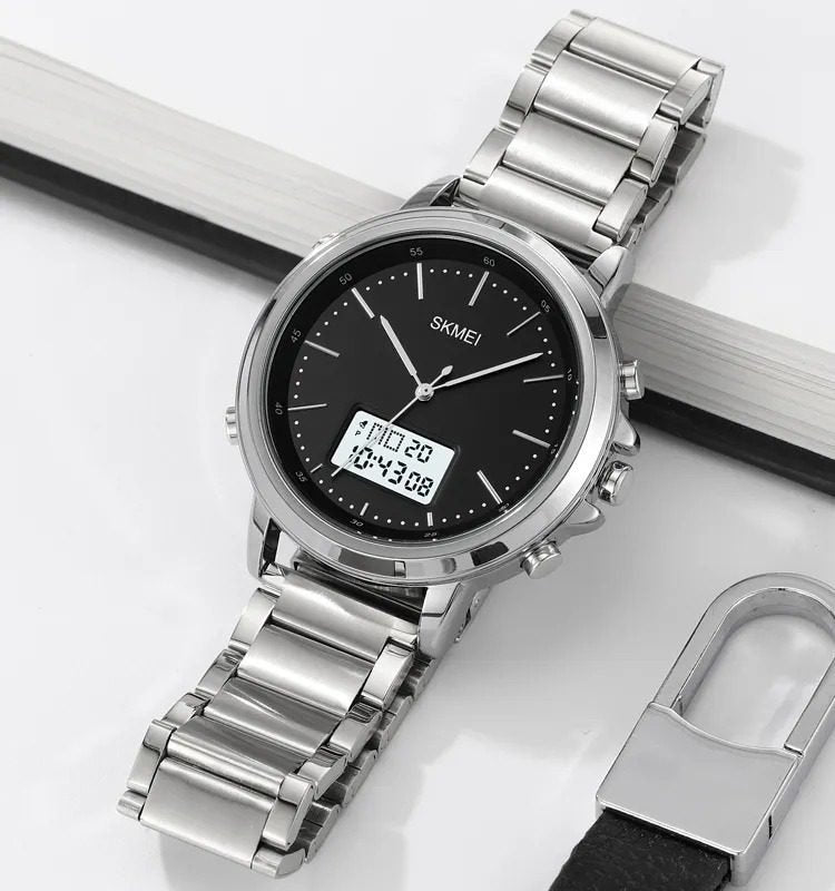 Skmei - 1652 (Chain) - Multifunctional Waterproof - Silver/White-Steel image 0