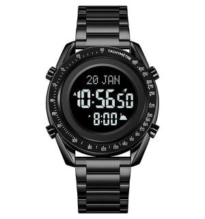 SKMEI - 2143 - Qibla Azan Time Reminder Prayer Watch - black/black image 1