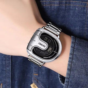 SKMEI 2298 Digital Chronograph Sports Wristwatch - silver/black image 3
