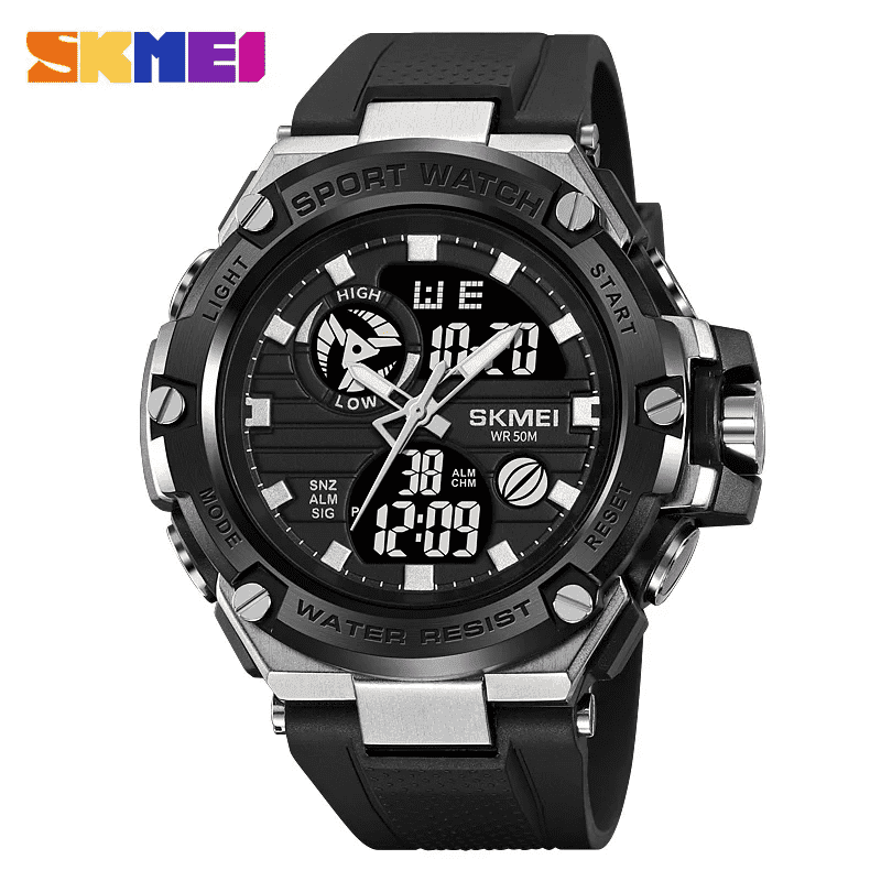 Skmei - 2119 - Sports Dual Display Electronic Watch Waterproof - Silver image 0