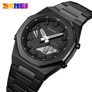 Skmei - 1816 - Dual Display luminous waterproofs 50+ timezone - Black/Black-White image 1