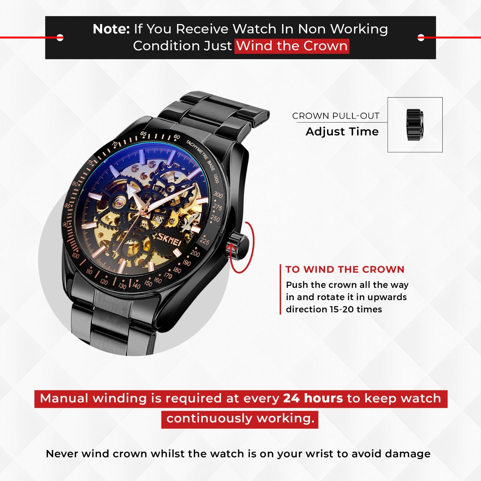 SKMEI - 9194 - Automatic Skeleton Machine - black image 1