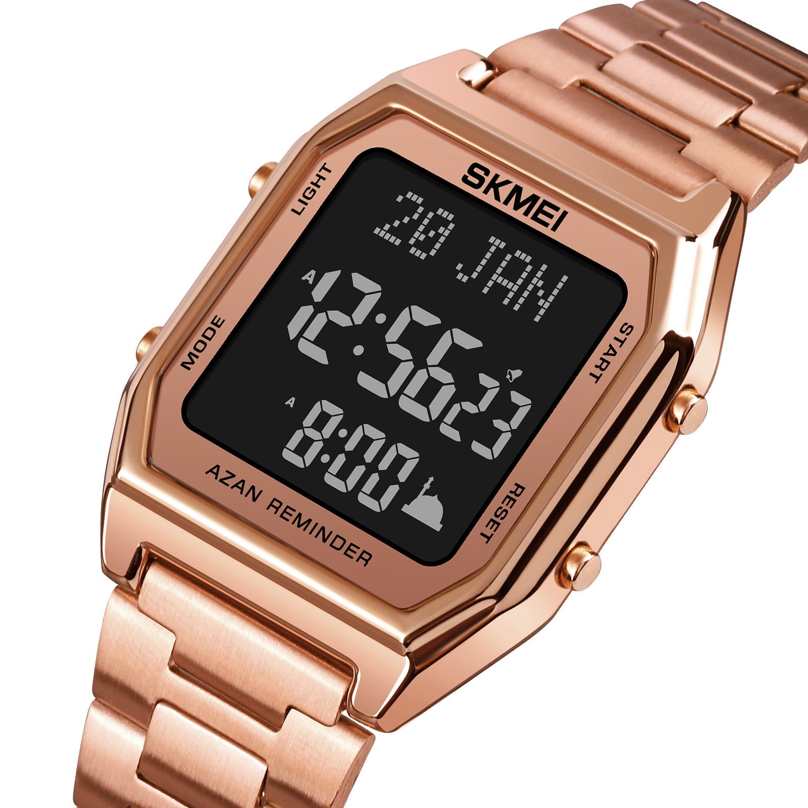 SKMEI - 1763 - Qibla Azan Time Reminder Prayer Watch - rose gold/black image 1