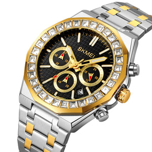 SKMEI - 2380 - High Quality Luxury Watch - Silver/Gold-Black image 2