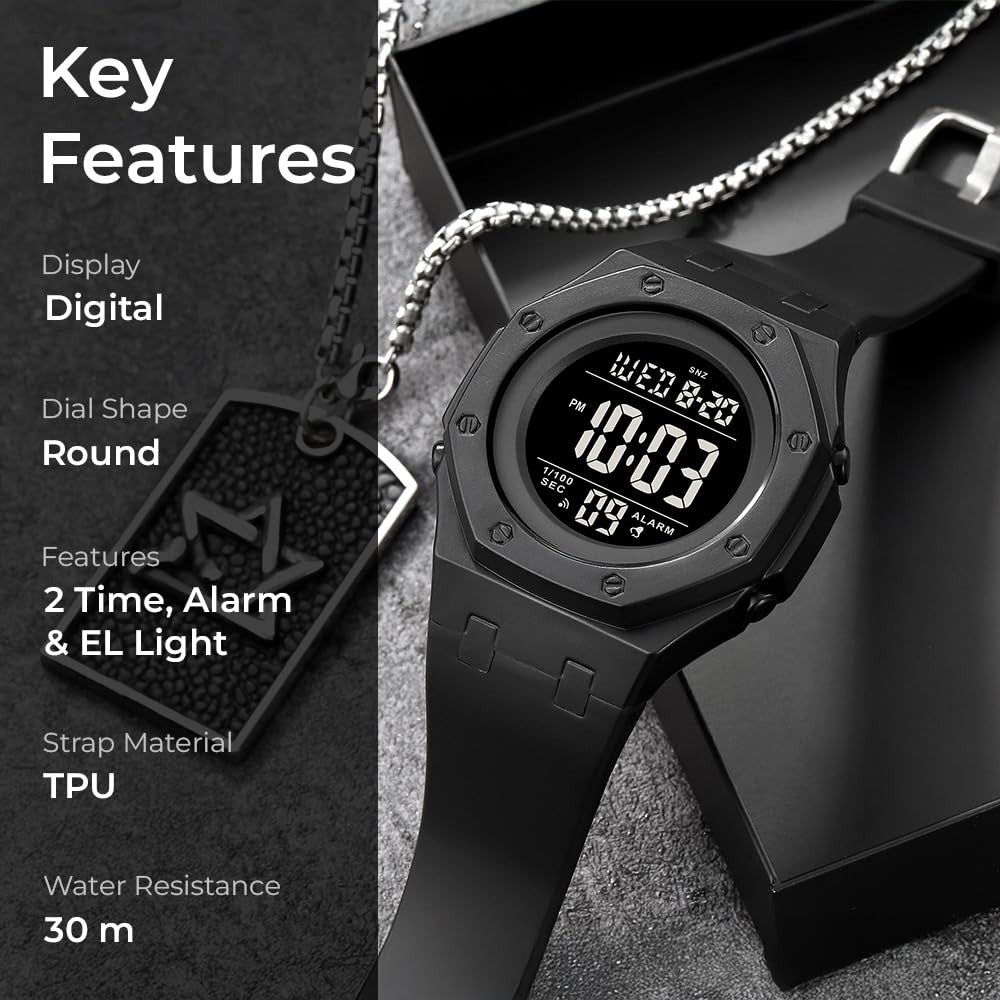 Skmei 2048 Digital Sports Watch - Black/black image 1