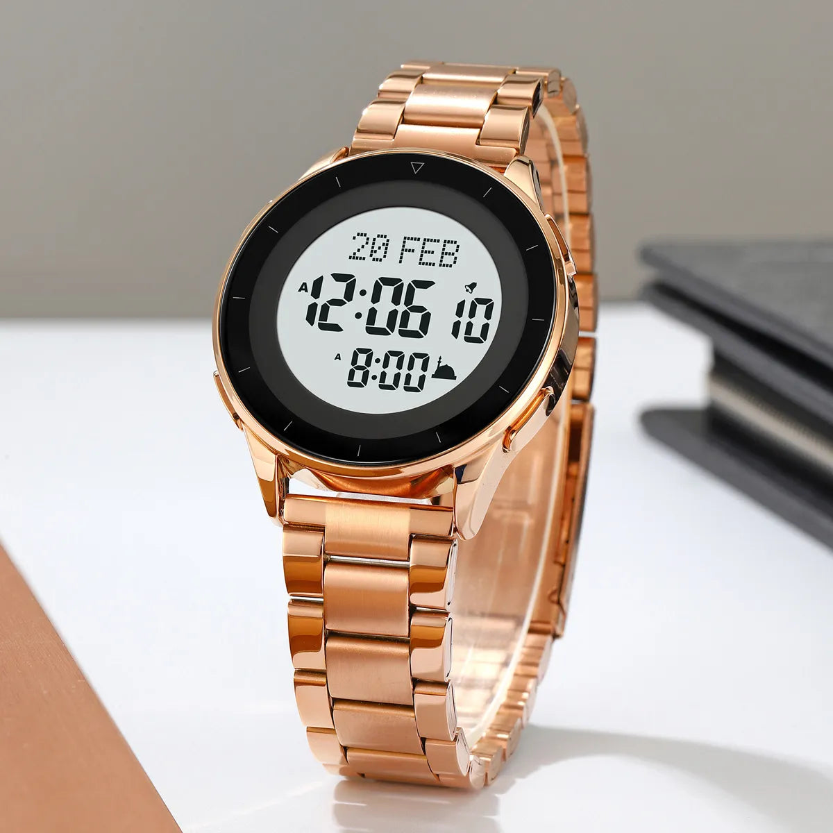 SKMEI - 2300 - Qibla Azan Time Reminder Prayer Watch - rose gold image 2