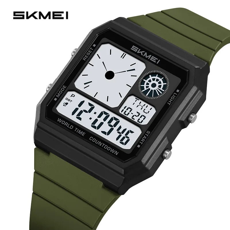 SKMEI - 2347 - Digital Sports Countdown Waterproof Watch - ArmyGreen image 1