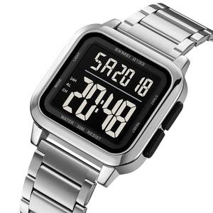 SKMEI 2133 Square Digital Stainless Steel Sports Watch - silver image 0