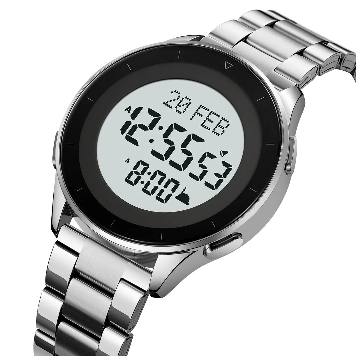 SKMEI - 2300 - Qibla Azan Time Reminder Prayer Watch - silver image 0