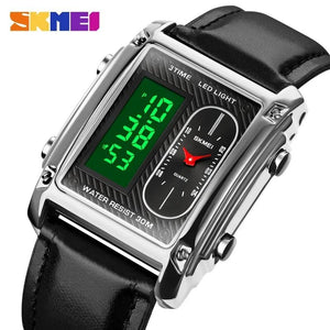 Skmei - 1868 (strap) - Digital LED Luminous Waterproof - Silver-Leather image 1