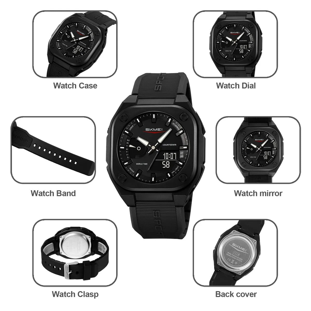 Skmei - 2328 - World Master Dual Display Watch - Black image 6