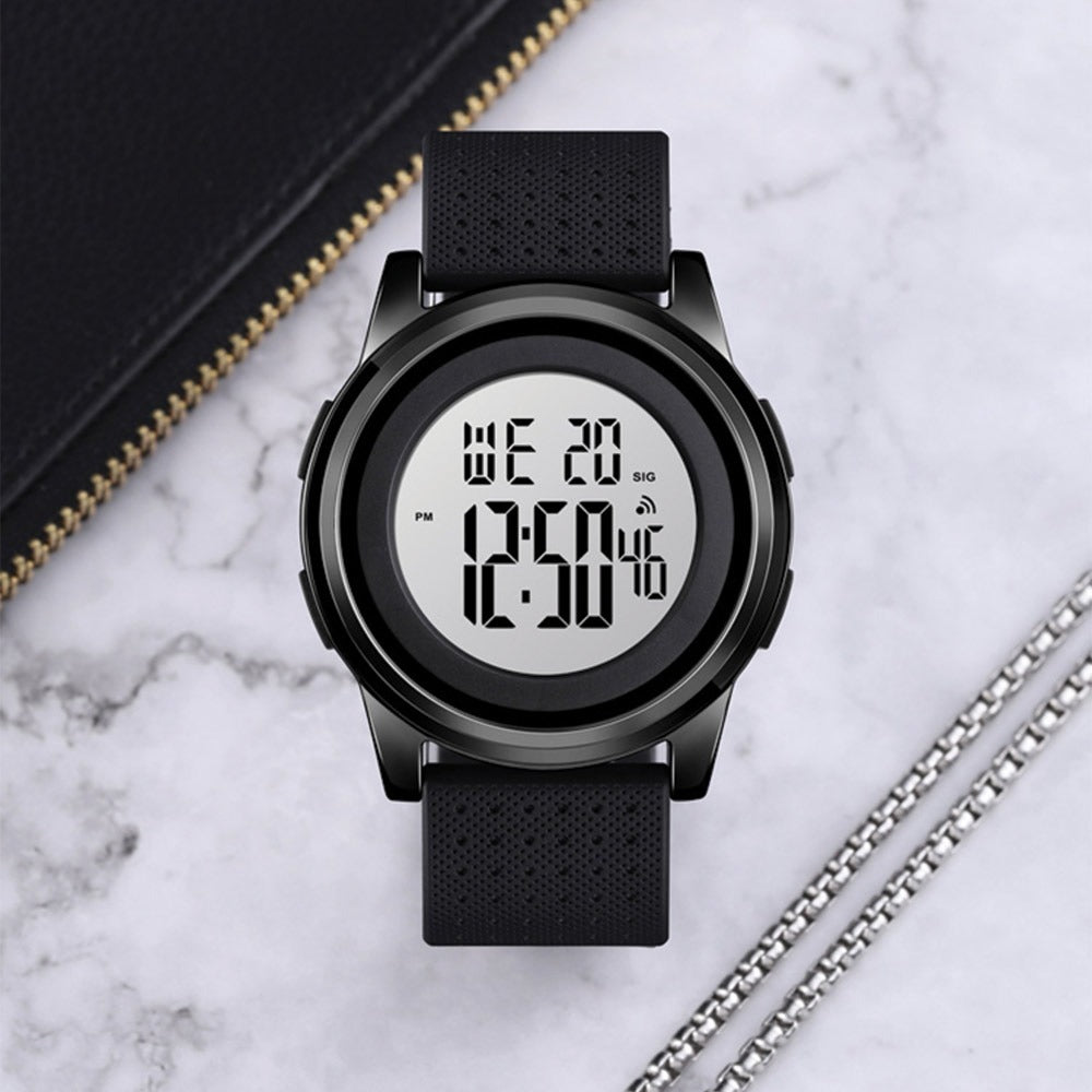 SKMEI - 1502 - Digital Thin Dial Waterproof Wrist Watch - black/white image 2