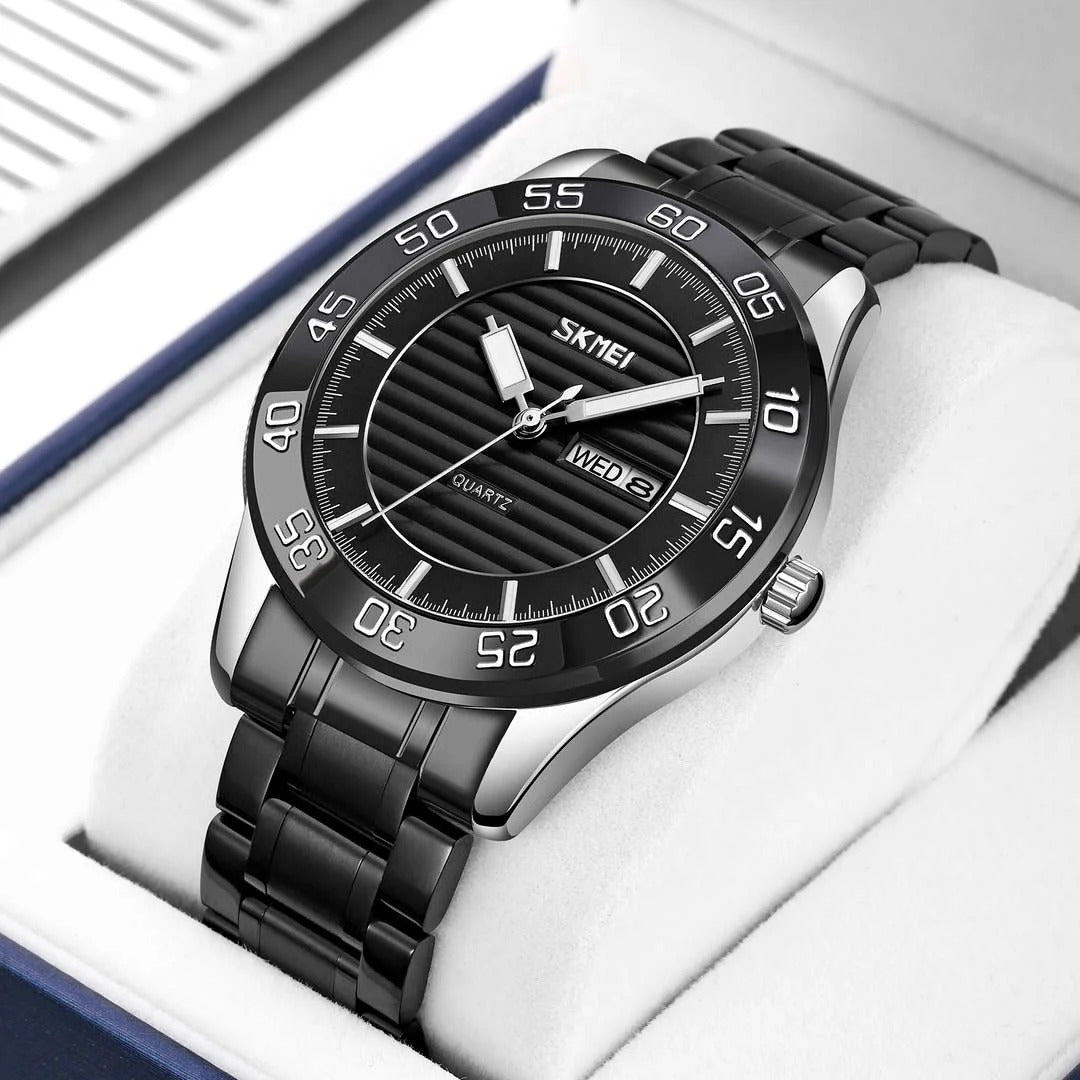 Skmei - 9293 - Premium Steel Quartz Performance Watch - silver/black-black image 0