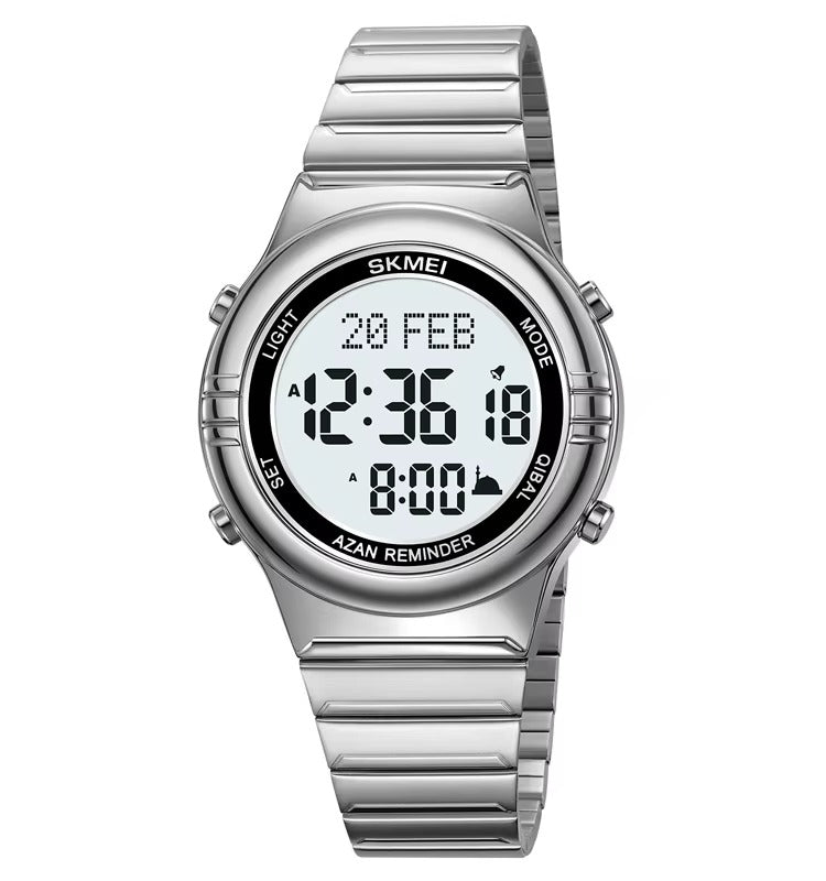 Skmei - 2200 - Qibla Azan Time Reminder Prayer Watch - silver image 1